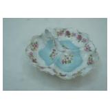 Vintage Porcelain Divided Serving dish Featuring a Hand Painted design,10" 10"