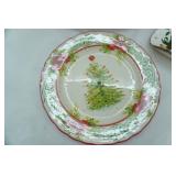 Vintage Napco Ceramic Wall Pocket, Temptations Serving Platter and Mug, Pioneer Woman Stoneware Christmas Tree Plate