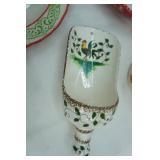 Vintage Napco Ceramic Wall Pocket, Temptations Serving Platter and Mug, Pioneer Woman Stoneware Christmas Tree Plate