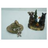 Breckenridge Colorado Moose and Black Bear Figurine; Fishing Hat Figurine