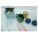 Lucite Candlesticks, Other Candlesticks, Candles, Votive Holders, Vintage Paden City Glass #555 Double-Light Candlestick Holder, Partylite Crystal Votive Holders, Hobby Lobby Pillar Candles