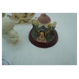 Decorative Vintage Wooden Tape Measure Star, Minster Giftware Teapot House Collectible Figurine, Porcelain Blue Transferware Heart Ornament, Department 56 Snowbunnies Collection Porcelain Bisque Squir