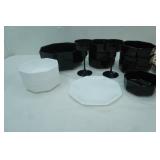 Vintage Arcoroc Octime Black & White Octagonal Glassware from France