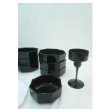 Vintage Arcoroc Octime Black & White Octagonal Glassware from France