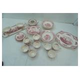 Johnsons Brothers Old Britain Castles Pink Transferware Earthenware Dinnerware Collection AND Royal Memory Lane Pink Transferware-Bowls and Teapot