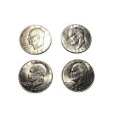 Mixed Lot of Eisenhower Silver Dollars -Set of 4