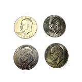 Mixed Lot of Eisenhower Silver Dollars -Set of 4