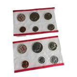 (2) 1972 D Mint coin set containing a total of 10 coins.