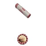 Three rolls of uncirculated pennies: one is 2024-D mint, and the other two are unknown (Shield out).