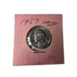 Mixed lot of old coins. It includes silver five-cent coins from the 1940s to the 1960s and two error pennies.