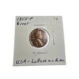 Mixed lot of old coins. It includes silver five-cent coins from the 1940s to the 1960s and two error pennies.