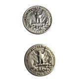 Silver quarters in good condition with various mint markings.