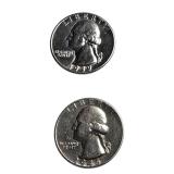 Silver quarters in good condition with various mint mark