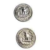 Silver quarters in good condition with various mint mark