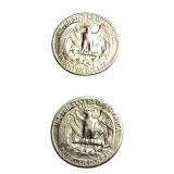 Silver quarters in good condition with various mint marks: