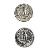 Silver quarters in good condition with various mint marks: