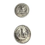 Silver quarters in good condition with various mint marks: