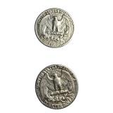 Silver quarters in good condition with various mint marks