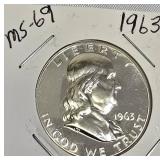 1963 Franklin Half Dollar, graded MS-69
