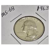 1963 George Washington Quarter - MS-68 grade