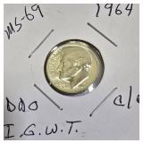 Lot of 4 Dimes: 1957, 1961, 1963, and 1964 with different grades and other defects. Please review below.