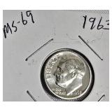 Lot of 4 Dimes: 1961 & 1963 with different grades and other defects. Please review below.