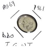 Lot of 5 Dimes: 1961, 1963 & 1964  with different grades and other defects. Please review below.