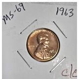 Lot of 5 Pennies: 1961, 1963 & 1964  with different grades and other defects. Please review below.