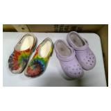 Lavender and tie dye croca size 8