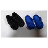 Toddler black nikes and blue crocs size 6
