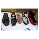 Random single shoes R-Nike Comfort slide size 13, L-Ugg Fluff slide size 7, R-Clark Wallabee size 13, R-Nike LeBron 18 low "Greedy" size 13, R-Nike Air-Foamposite "University Red" size 13