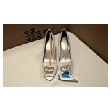 Colorful creation satin rhinestone wedding shoe size 8.5