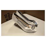 Colorful creation satin rhinestone wedding shoe size 8.5