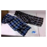2-Chelsey 2 Scarves blue and grey plaid and Purple and grey 69"