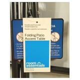 Room Essentials - Glass Round Printed Folding Outdoor Portable Side Table Blue