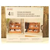 Seville Classics 4pc Bamboo Stackable Organizer Storage Bins Set