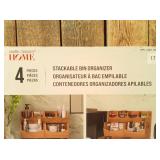 Seville Classics 4pc Bamboo Stackable Organizer Storage Bins Set