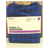 Room Essentials - Sapphire Blue/Black Gingham Microfiber Queen Sheet Set
