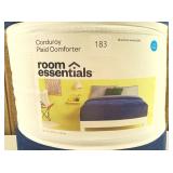 Full/Queen Corduroy Plaid Comforter Navy Blue - Room Essentials