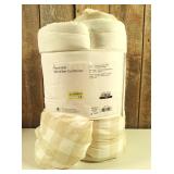 Full/Queen Ivory & Cream Gingham Reversible Microfiber Comforter - Room Essentials