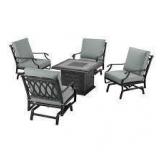 St. Charles 5-Piece Metal Patio Fire Pit Seating Set with Performance Cushions