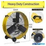 Edendirect 30 in. Heavy Duty Industrial DC Drum Fan in Yellow, Variable Speed Commercial or Industrial Fan