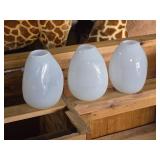 Lot of (3) Handblown Art Glass Table Vases by Holmegaard 6" x 7" (white) (rounded triangle)