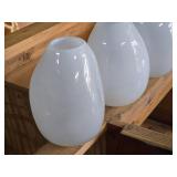 Lot of (3) Handblown Art Glass Table Vases by Holmegaard 6" x 7" (white) (rounded triangle)