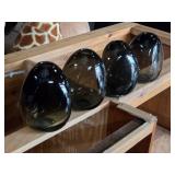 Lot of (4) Handblown Art Glass Table Vases by Holmegaard 5" x 7" (black) (rounded triangle)