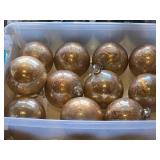 Lot of (11) 6" Mercury Glass Colored Filigree Leaf Ball Ornaments (gold/bronze)