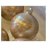 Lot of (11) 6" Mercury Glass Colored Filigree Leaf Ball Ornaments (gold/bronze)