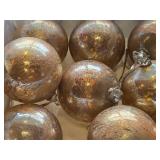 Lot of (11) 6" Mercury Glass Colored Filigree Leaf Ball Ornaments (gold/bronze)