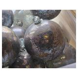 Lot of (8) 6" Distressed Finish Mercury Glass Filigree Leaf Ball Ornaments (silver)