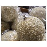 Lot of (12) 5" Beaded Ball Christmas Ornaments (white)